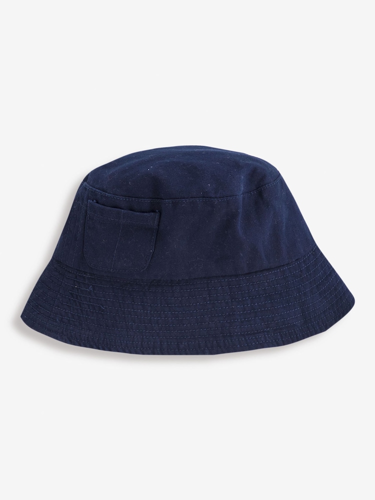 JoJo Maman Bébé Navy Blue Twill Bucket Sun Hat - Image 1 of 4