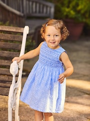 JoJo Maman Bébé Blue Bud Floral Smocked Dress - Image 2 of 6