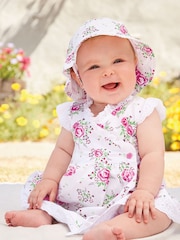 JoJo Maman Bébé Rose Print Baby Dress with Knickers - Image 1 of 2