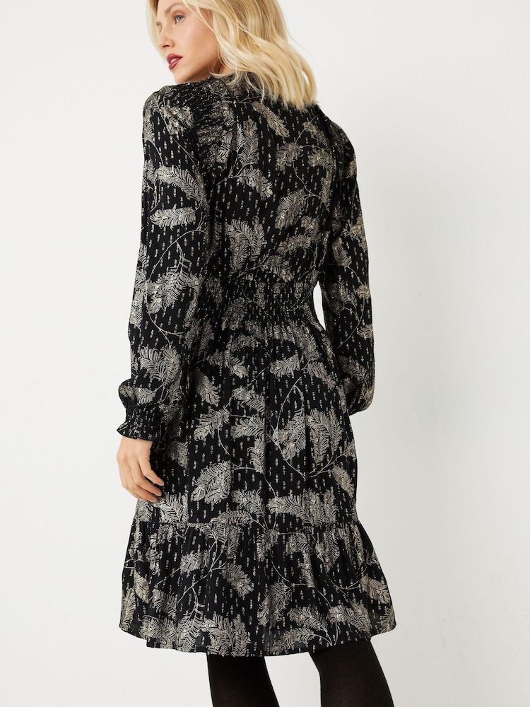 FatFace Calwich Black Metallic Feather Dress - Image 2 of 4
