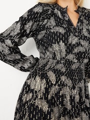 FatFace Calwich Black Metallic Feather Dress - Image 3 of 4
