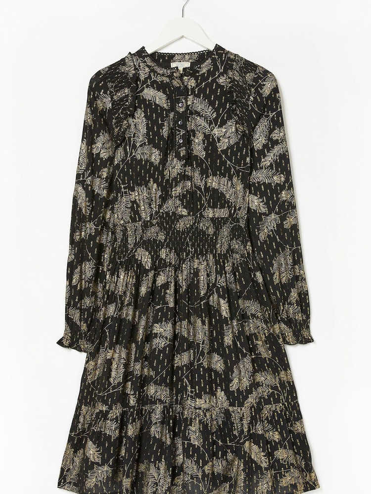 FatFace Calwich Black Metallic Feather Dress - Image 4 of 4