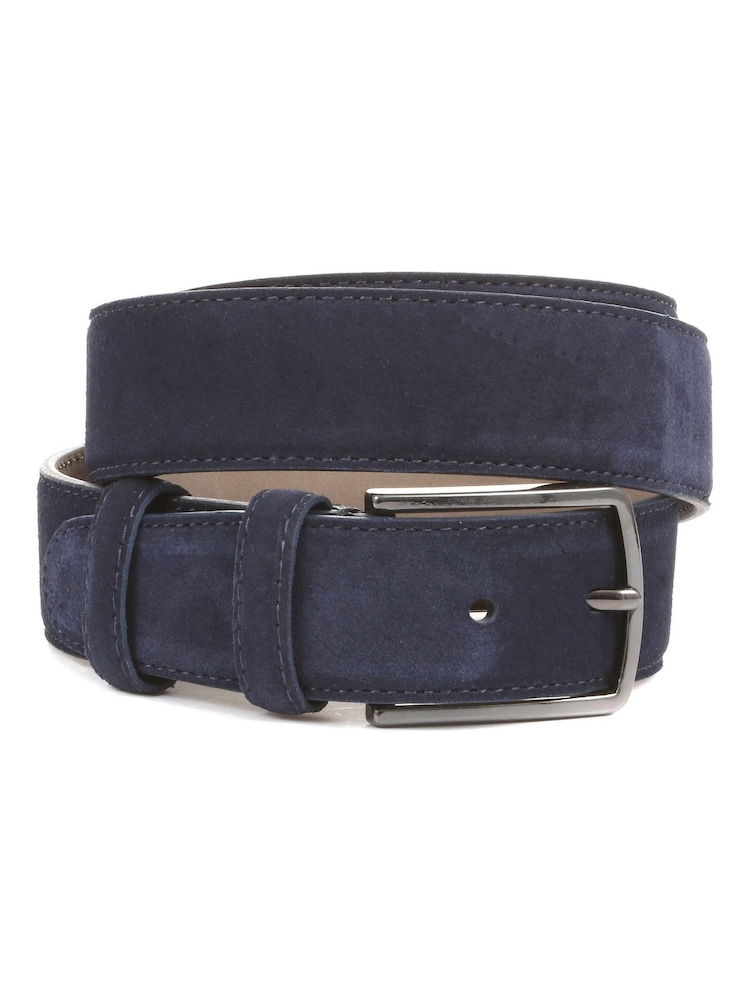 Jones Bootmaker Navy Mens Upney Suede Leather Belt - Image 1 of 3 Jones Bootmaker Navy Mens Upney Suede Leather Belt - Image 1 of 3
