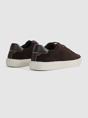 Reiss Chocolate Finley Suede Suede Trainers - Image 4 of 5