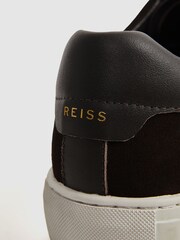 Reiss Chocolate Finley Suede Suede Trainers - Image 5 of 5