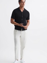 Reiss Black Amersham Textured Button Through Shirt - Image 3 of 6