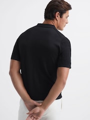 Reiss Black Amersham Textured Button Through Shirt - Image 5 of 6