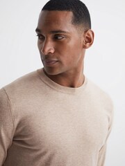Reiss Oatmeal Charles Slim Fit Cotton Crew Neck Jumper - Image 4 of 6
