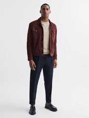 Reiss Oatmeal Charles Slim Fit Cotton Crew Neck Jumper - Image 6 of 6