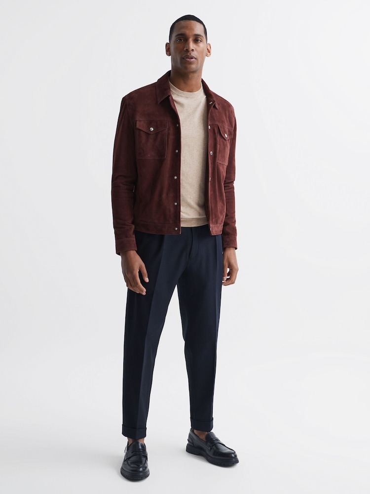 Reiss Oatmeal Charles Slim Fit Cotton Crew Neck Jumper - Image 6 of 6