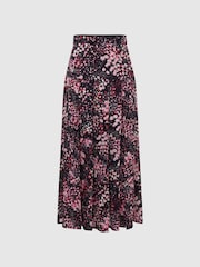 Reiss Black Kolbie Printed Slip Skirt - Image 2 of 6