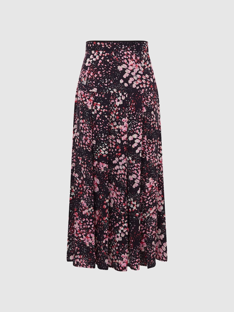 Reiss Black Kolbie Printed Slip Skirt - Image 2 of 6