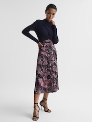 Reiss Black Kolbie Printed Slip Skirt - Image 3 of 6