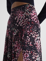 Reiss Black Kolbie Printed Slip Skirt - Image 4 of 6