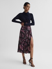 Reiss Black Kolbie Printed Slip Skirt - Image 6 of 6