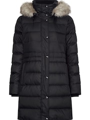 Tommy Hilfiger Gesteppter Daunenmantel mit Kapuze und Fellimitat, Blau - Bild 5 von 7
