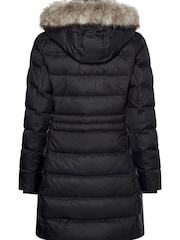 Tommy Hilfiger Gesteppter Daunenmantel mit Kapuze und Fellimitat, Blau - Bild 6 von 7