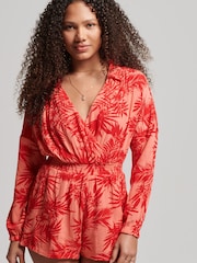 Superdry Orange Vintage Beach Playsuit - Image 1 of 7