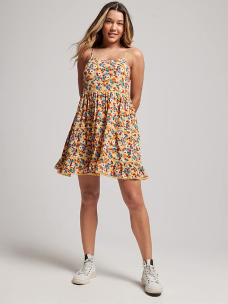 Superdry Yellow Vintage Mini Beach Cami Dress - Image 1 of 6