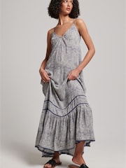 Blau - Superdry Vintage Langes Strand-Trägerkleid - Bild 1 von 6