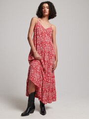 Rot - Superdry Vintage Langes Strand-Trägerkleid - Bild 1 von 4