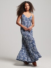Pfeil/Ikat/Blau - Superdry Vintage Langes Strand-Trägerkleid - Bild 1 von 6