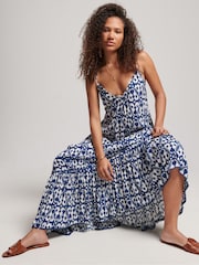 Pfeil/Ikat/Blau - Superdry Vintage Langes Strand-Trägerkleid - Bild 5 von 6