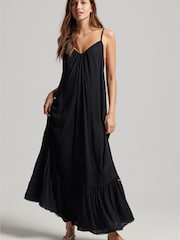 Schwarz - Superdry Vintage Langes Strand-Trägerkleid - Bild 1 von 7