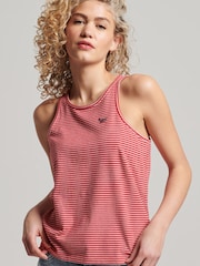 Superdry Papaya Red Marl Rodeo White Stripe Vintage Logo Embroidered Stripe Vest - Image 2 of 6