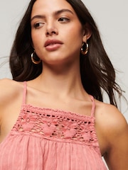 Песочный розовый - топ на бретелях с халтером Superdry Vintage - Изображение 4 из 6