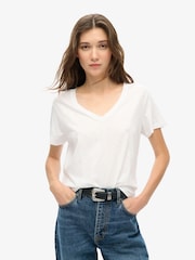Blanco óptico - Superdry Studios camiseta bordada con cuello en V - Imagen 1 de 5
