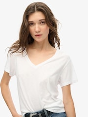 Blanco óptico - Superdry Studios camiseta bordada con cuello en V - Imagen 3 de 5