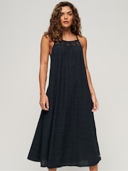 Superdry Eclipse Navy Vintage Long Halter Cami Dress - Image 3 of 7
