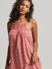 Superdry Desert Sand Pink Vintage Long Halter Cami Dress - Image 3 of 7