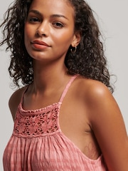 Superdry Desert Sand Pink Vintage Long Halter Cami Dress - Image 4 of 7