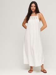 Superdry Ecru Vintage Long Halter Cami Dress - Image 1 of 6