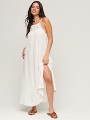 Superdry Ecru Vintage Long Halter Cami Dress - Image 3 of 6