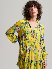 Superdry Bright Pop Floral Yellow Studios Off Duty Mini Dress - Image 1 of 7