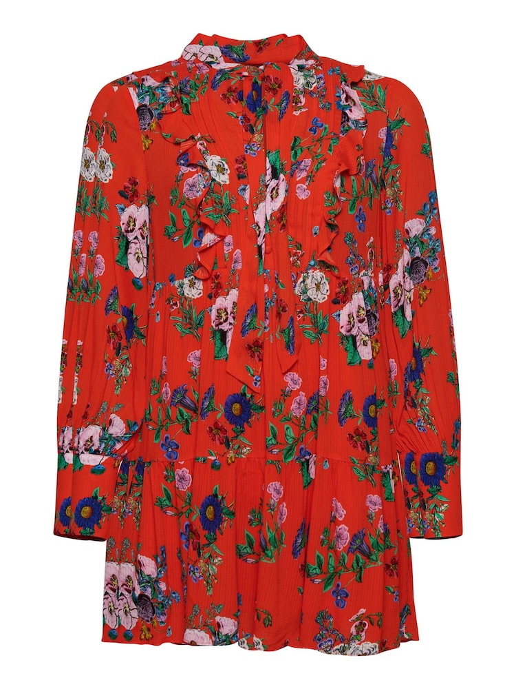 Superdry Bright Pop Floral Flame Red Studios Off Duty Mini Dress - Image 6 of 6