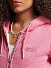Cvet roza meliran - Superdry s kapuco, zadrgo in izvezenim vintage logotipom  - Slika 5 iz 6