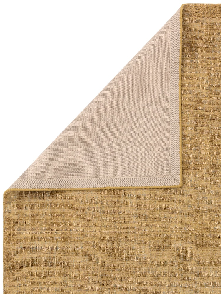 Asiatic Rugs Ochre Yellow Aston Copper Hand Loomed Viscose Rug - Image 5 of 5 Asiatic Rugs Ochre Yellow Aston Copper Hand Loomed Viscose Rug - Image 5 of 5