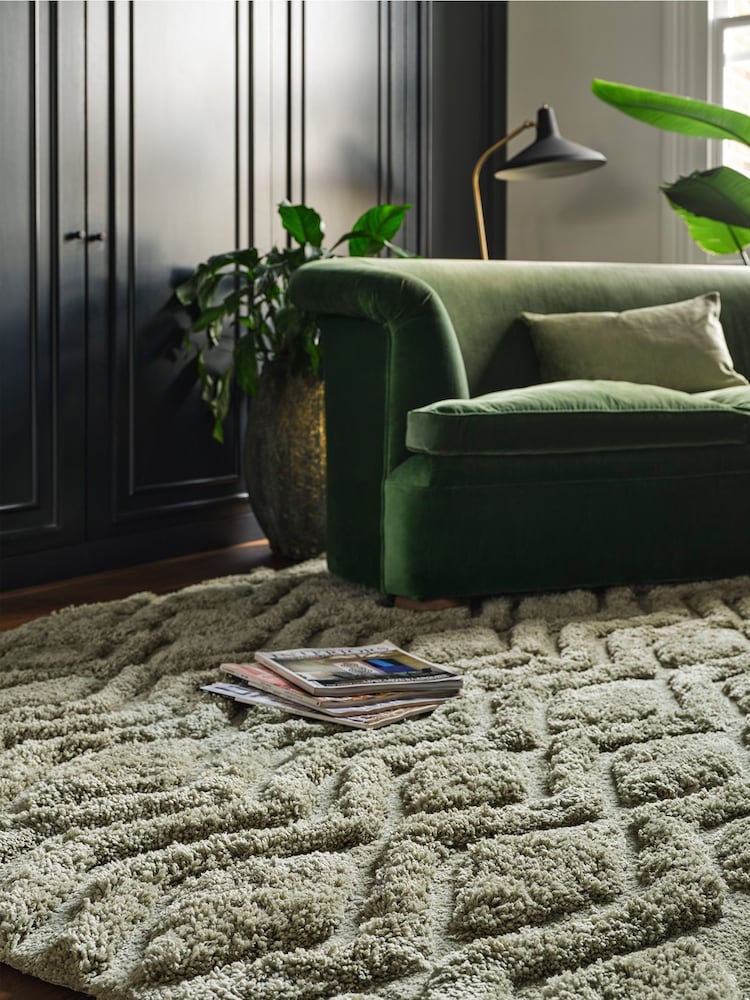 Asiatic Rugs Sage Green Harrison High Low Shaggy Tufted Rug - Image 1 of 4