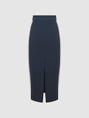 Reiss Navy Pia High Rise Midi Pencil Skirt - Image 2 of 6