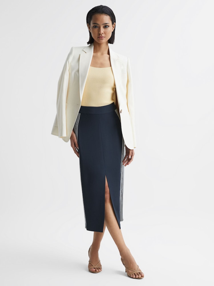 Reiss Navy Pia High Rise Midi Pencil Skirt - Image 6 of 6