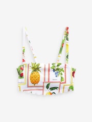 White Fruit Print Scalloped Bandeau Bikini Top - Image 6 of 6