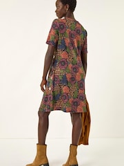 Roman Green Floral Shift Buttoned Dress - Image 3 of 5
