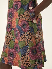 Roman Green Floral Shift Buttoned Dress - Image 5 of 5
