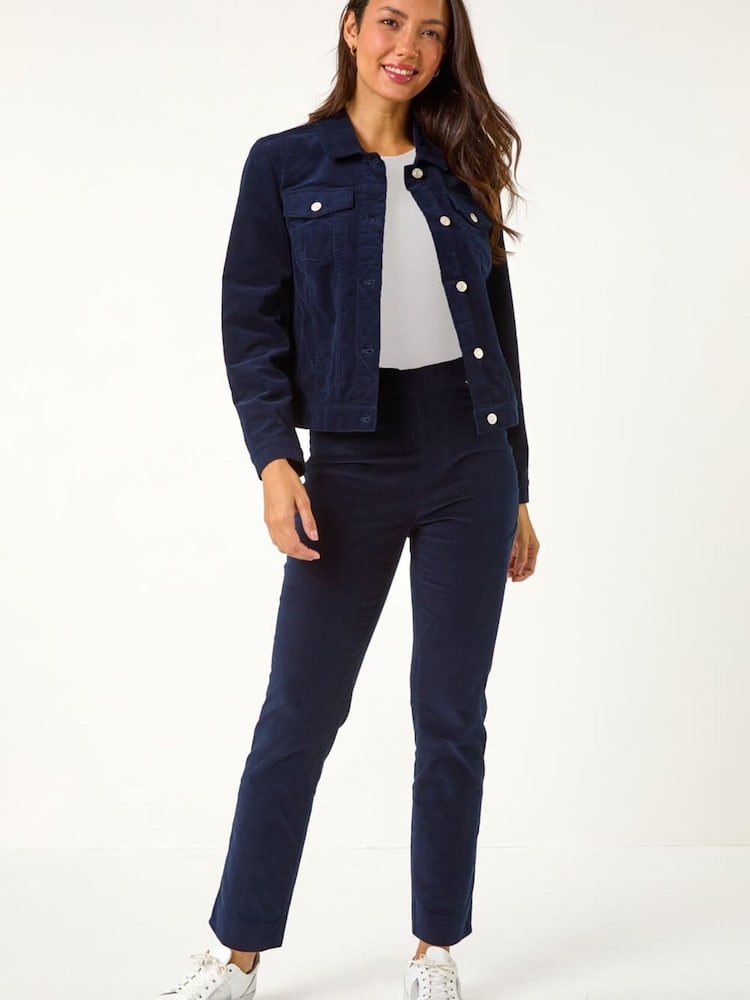 Roman Blue Corduroy Pocket Detail Stretch Jacket - Image 2 of 5