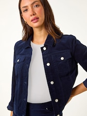 Roman Blue Corduroy Pocket Detail Stretch Jacket - Image 4 of 5