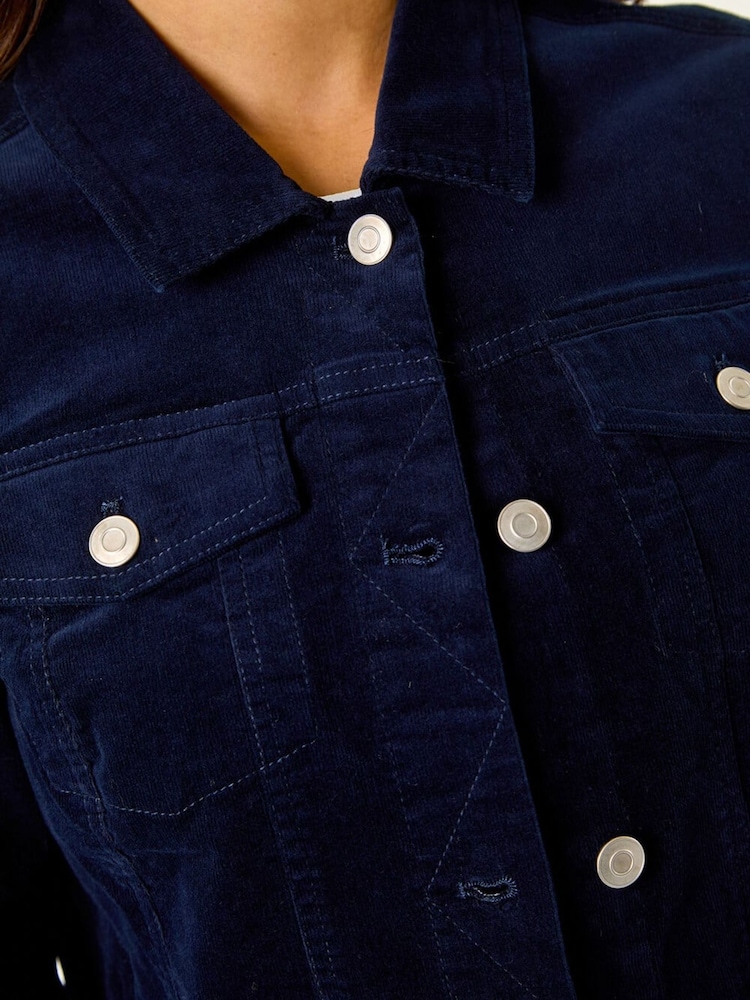 Roman Blue Corduroy Pocket Detail Stretch Jacket - Image 5 of 5